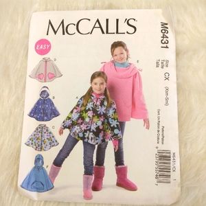 McCall's M6431 EASY Children's Ponchos in 5 styles, sz XS-S.